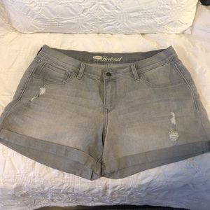 Acid wash black jean shorts